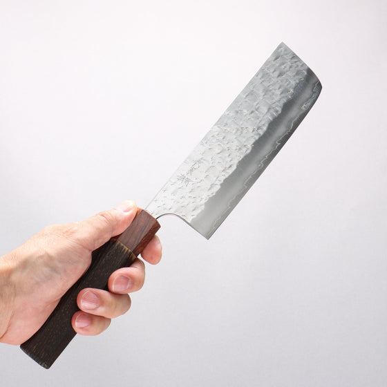 Yoshimi Kato Hyo SG2 Hammered Nakiri 165mm Burnt Chestnut (ferrule: Rosewood) Handle - Seisuke Knife