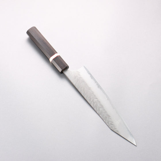 Yoshimi Kato Blue Super Nashiji Hammered (V) Kiritsuke Gyuto 210mm Ebony Wood(With White Ring) Handle - Seisuke Knife