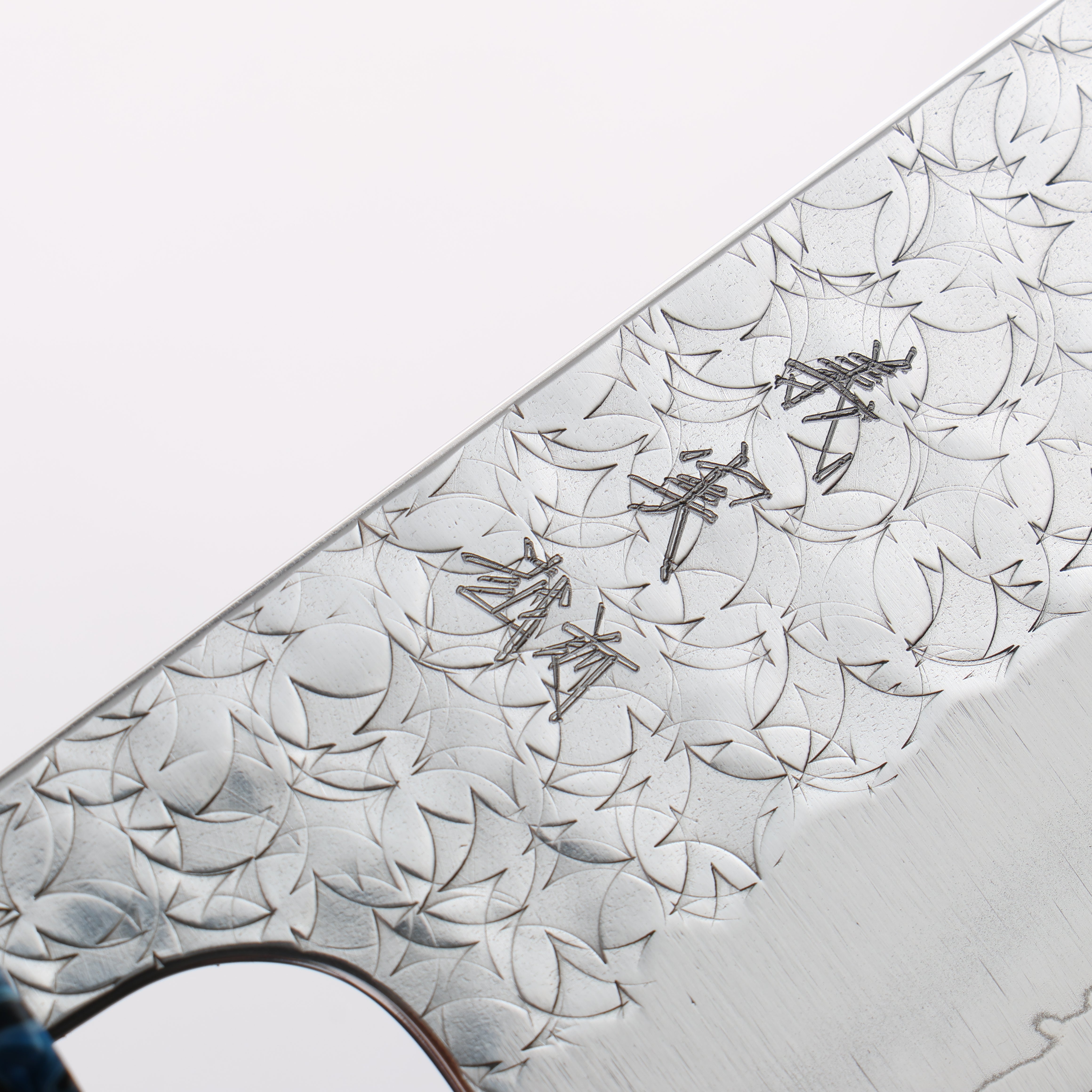 Yoshimi Kato Minamo SG2 Hammered Santoku 170mm Ebony (ferrule: Blue Marble Resin) Handle - Seisuke Knife