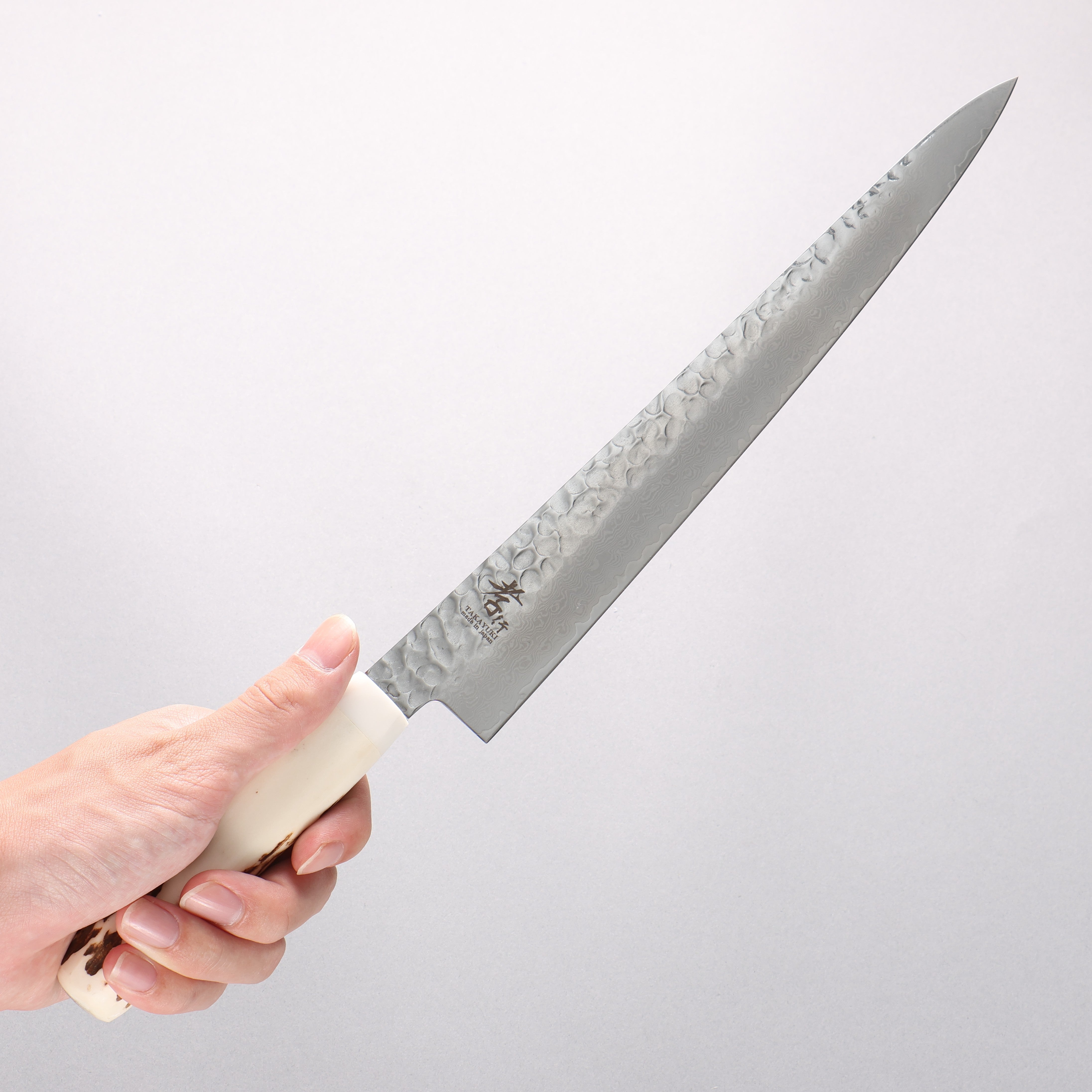Sakai Takayuki VG10 33 Layer Damascus Sujihiki 240mm Cow Bone Handle with Sheath - Seisuke Knife