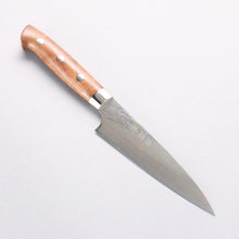  Takeshi Saji VG10w Colored Damascus Migaki Finished Petty-Utility 130mm Chinese Quince Handle - Seisuke Knife