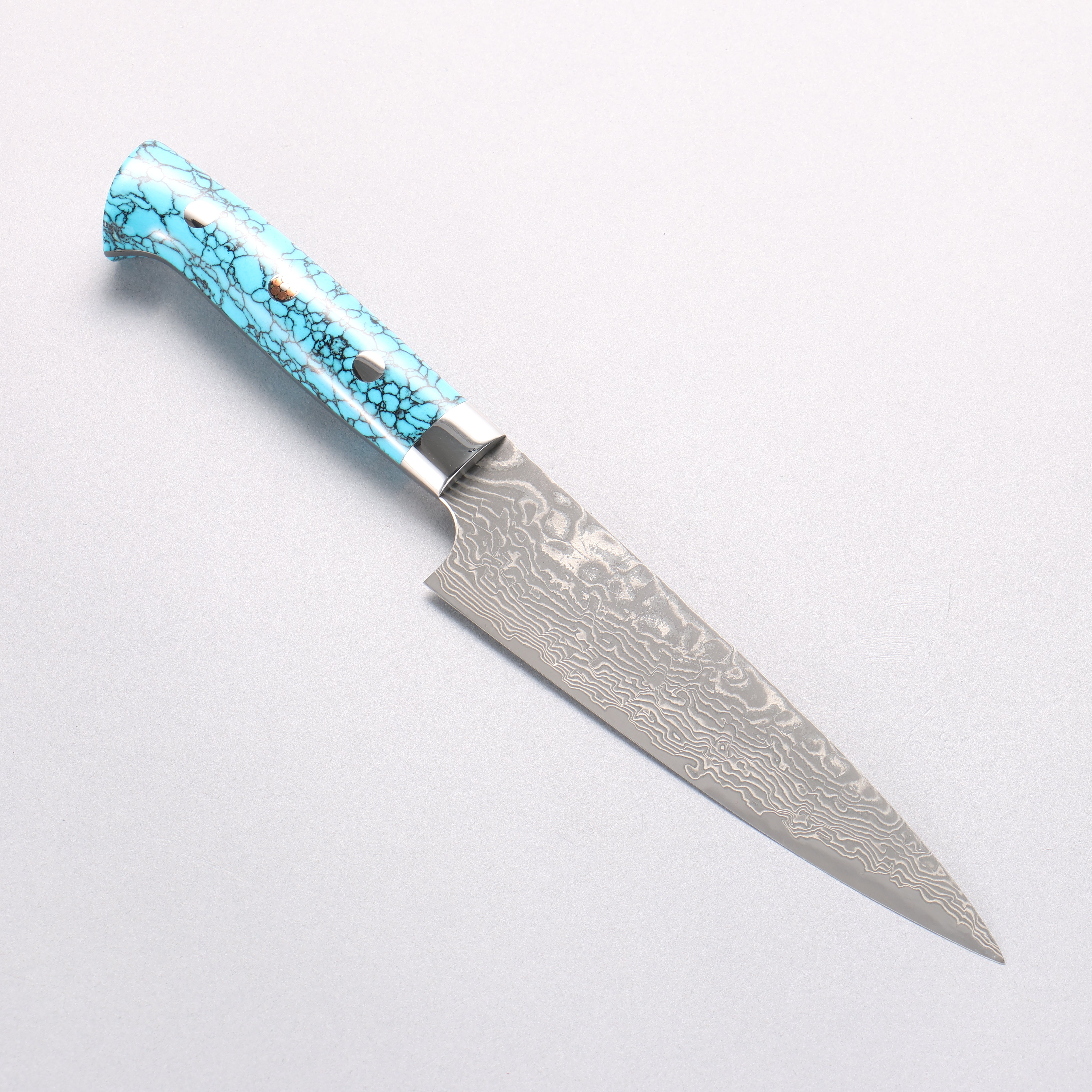 Takeshi Saji SG2 Diamond Finish Damascus Petty-Utility 150mm Blue Turquoise Handle - Seisuke Knife