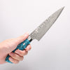 Takeshi Saji SG2 Diamond Finish Damascus Petty-Utility 150mm Blue Turquoise Handle - Seisuke Knife - Slide 4