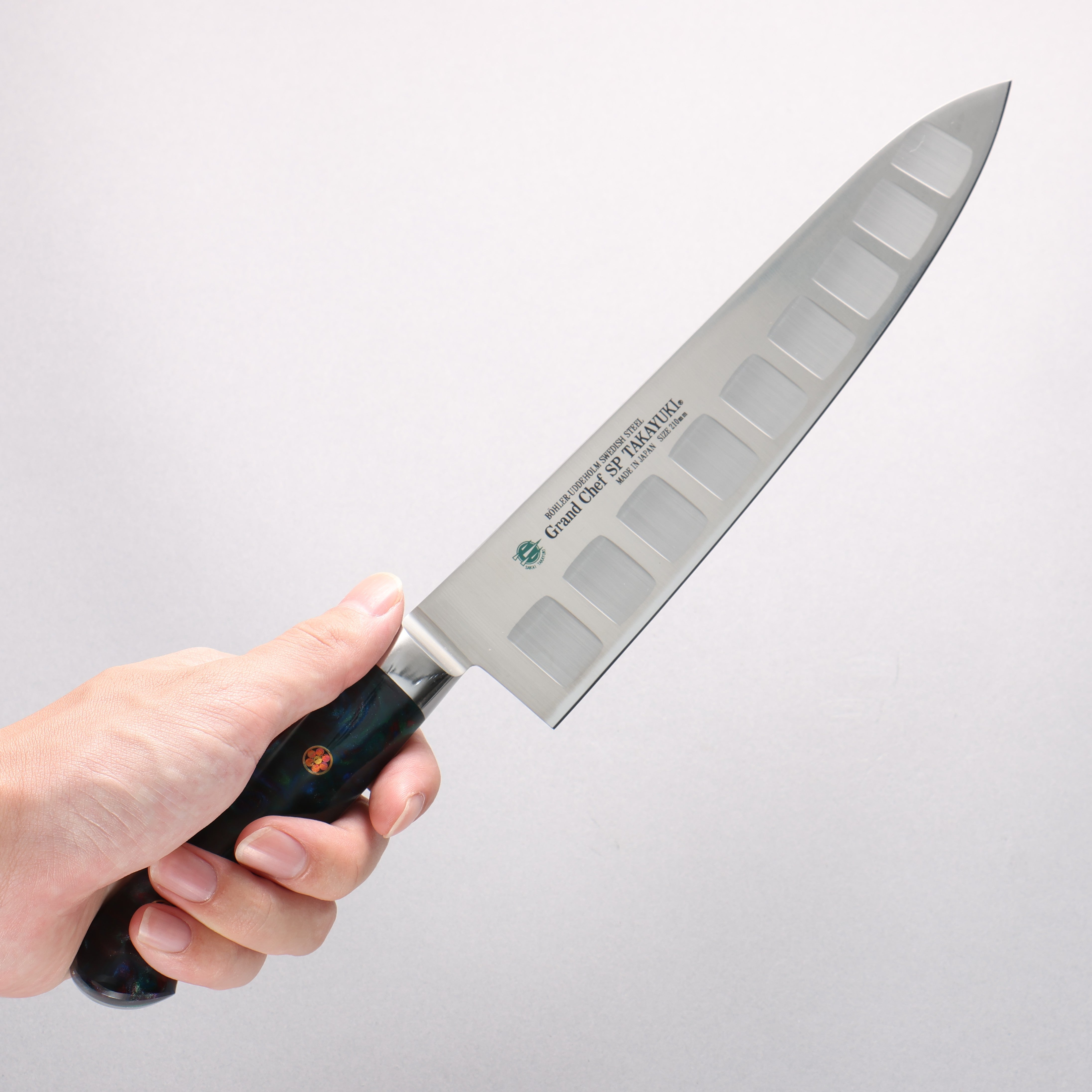 Sakai Takayuki Grand Chef SP Uddeholm Swedish stain-resistant steel Gyuto Salmon 210mm SP Type III (Galaxy) Handle - Seisuke Knife