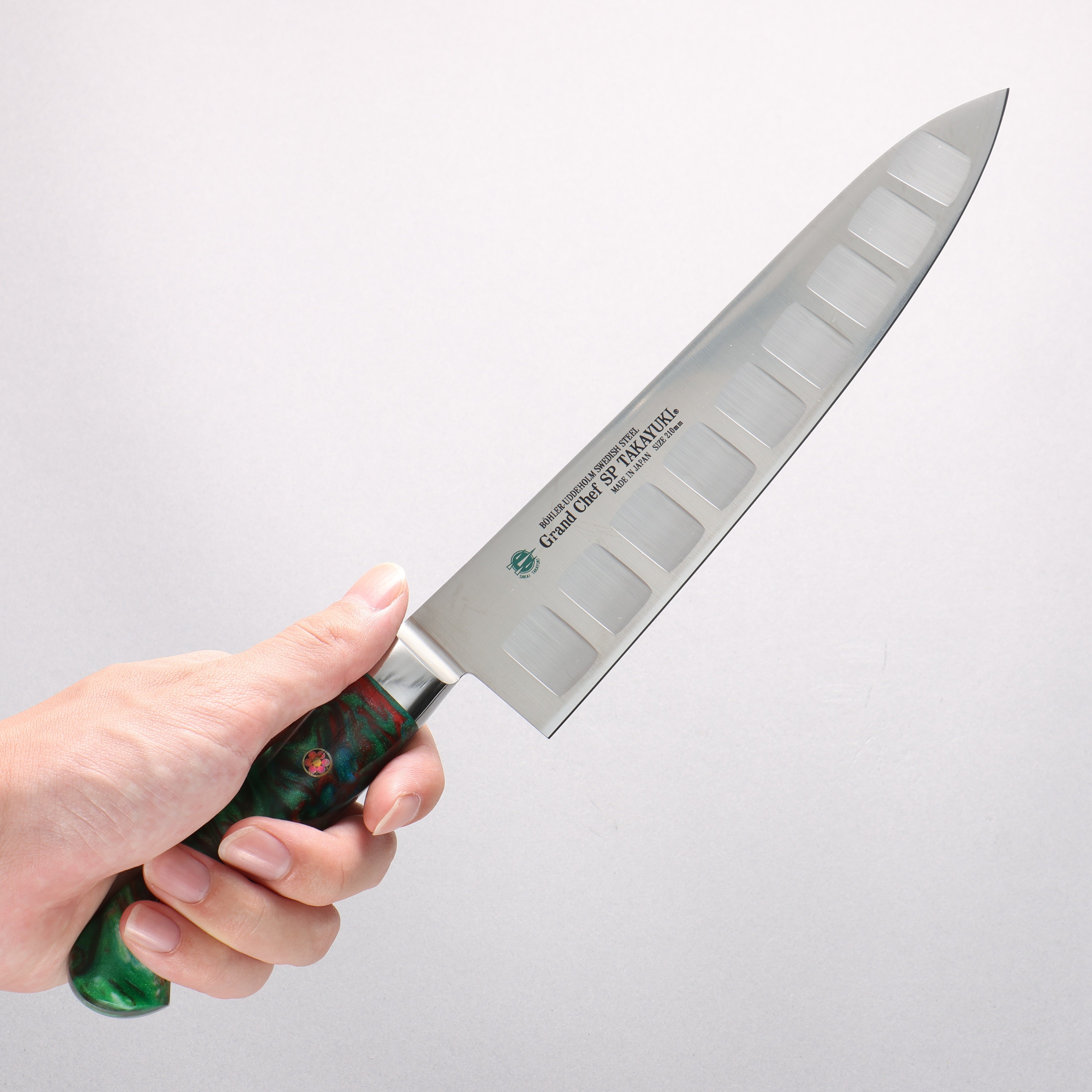 Sakai Takayuki Grand Chef SP Uddeholm Swedish stain-resistant steel Gyuto Salmon 210mm SP Type III (Jungle) Handle - Seisuke Knife