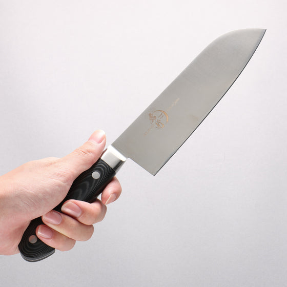 Sakai Takayuki Grand Chef Grand Chef Swedish Steel-stn Santoku 180mm Black Micarta Handle - Seisuke Knife