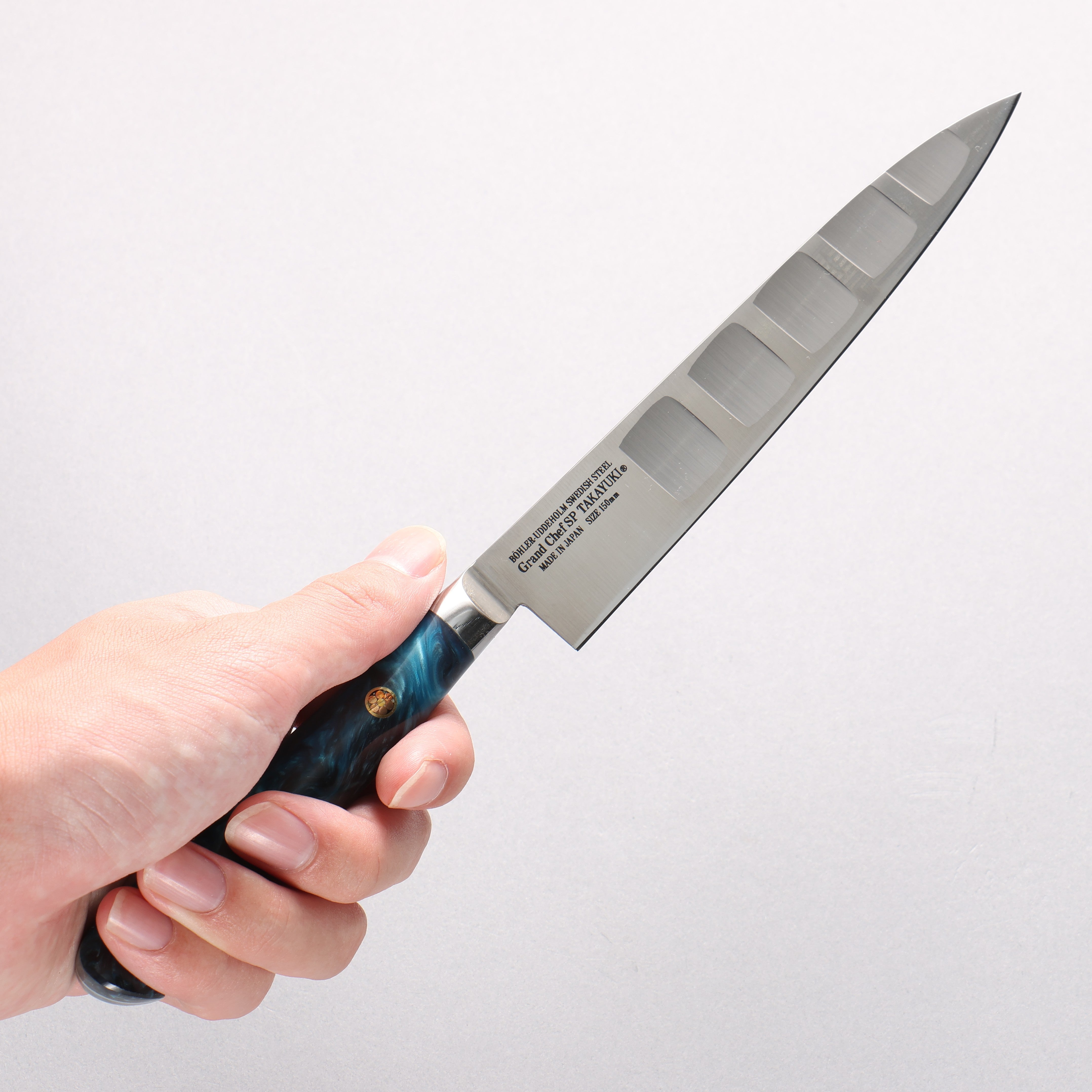 Sakai Takayuki Grand Chef SP Uddeholm Swedish stain-resistant steel Petty-Utility Salmon 150mm SP Type III (Ocean) Handle - Seisuke Knife