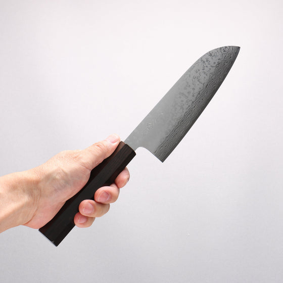 Makoto Kurosaki VG7 Damascus Santoku 170mm Ebony Wood Handle - Seisuke Knife