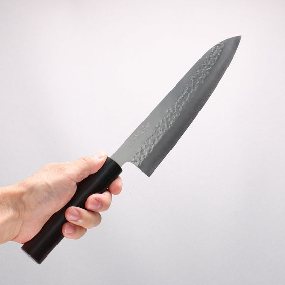 Makoto Kurosaki Coreless Hammered (Halfway) Gyuto 210mm Rosewood (Ferrule: Black Pakka Wood) Handle VG2/VG10 - Seisuke Knife