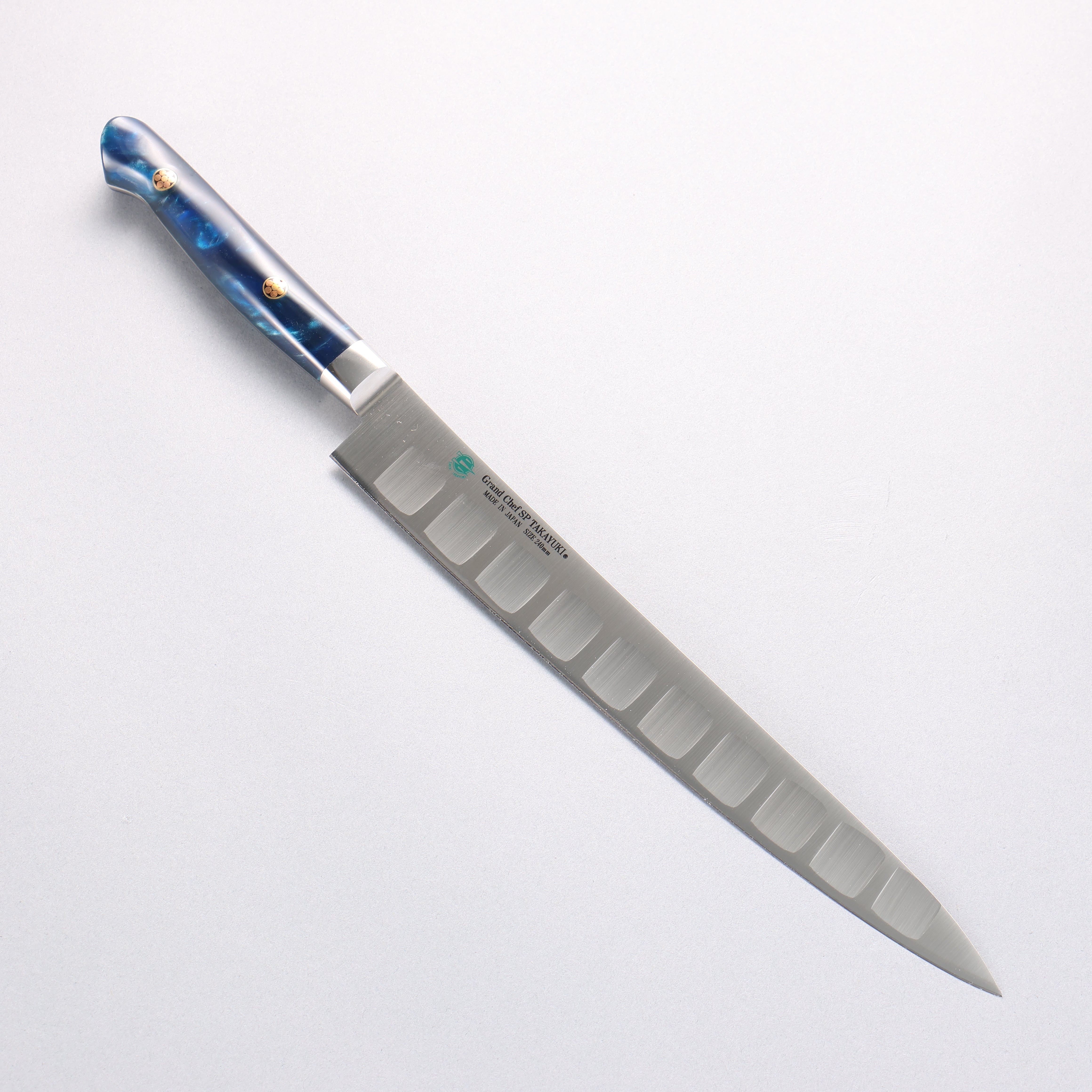 Sakai Takayuki Grand Chef SP Uddeholm Swedish stain-resistant steel Sujihiki Salmon 240mm SP Type III (Ocean) Handle - Seisuke Knife