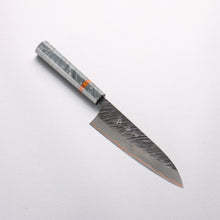  Yu Kurosaki Fujin V-Toku2 Hammered Black Finished Small Santoku 150mm Stabilized wood (With Acrylic Ring) Handle - Seisuke Knife