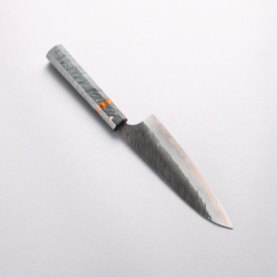 Yu Kurosaki Fujin V-Toku2 Hammered Black Finished Small Santoku 150mm Stabilized wood (With Acrylic Ring) Handle - Seisuke Knife