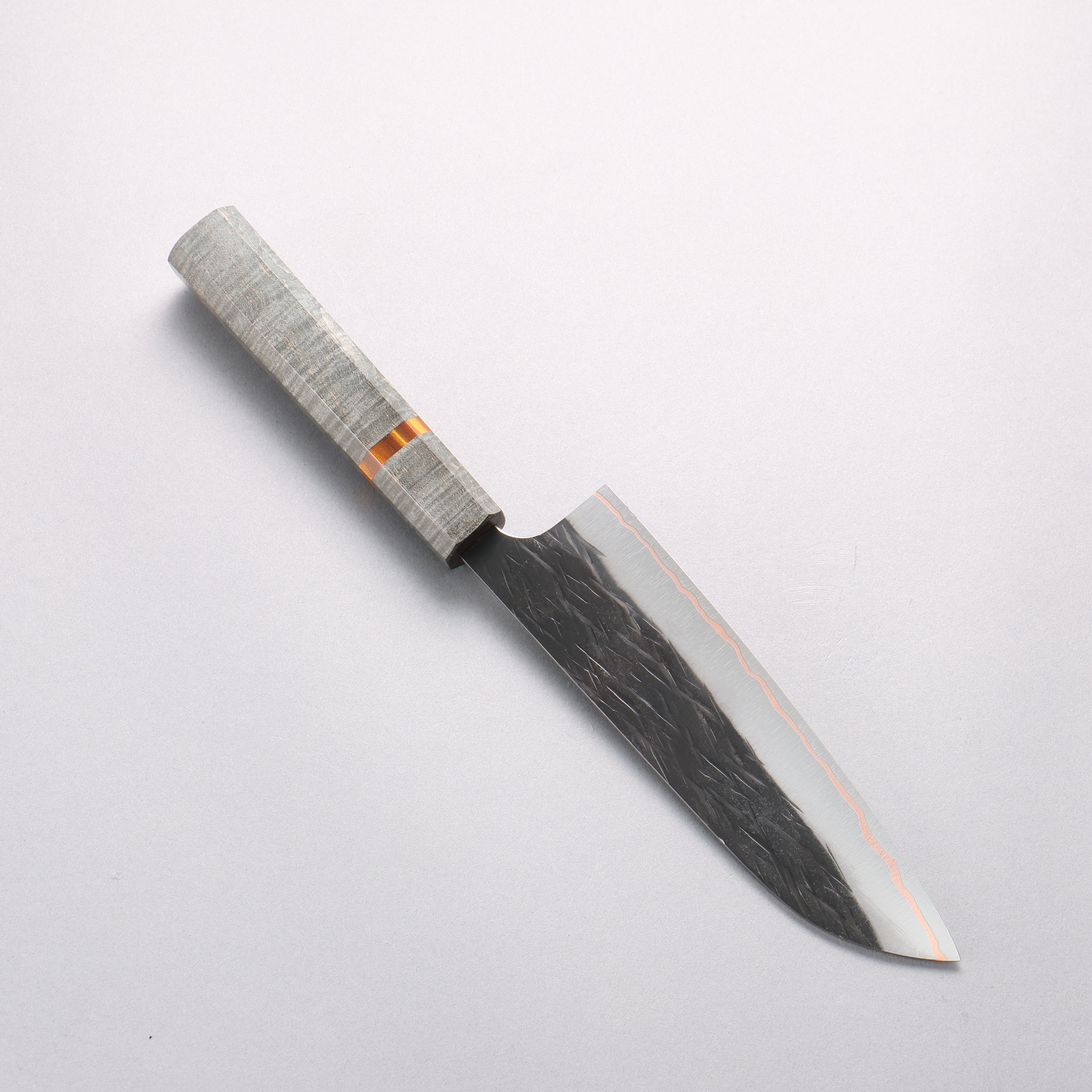 Yu Kurosaki Juhyo V-Toku2 Hammered Black Finished Santoku 170mm Stabilized wood (With Acrylic Ring) Handle - Seisuke Knife