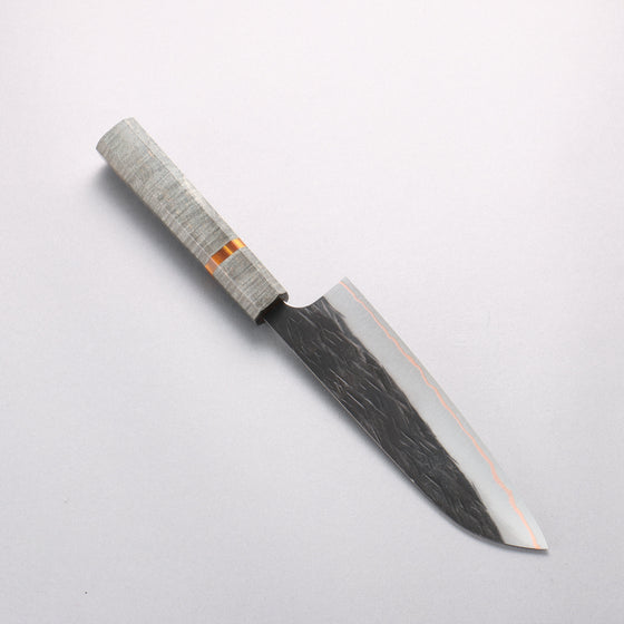 Yu Kurosaki Juhyo V-Toku2 Hammered Black Finished Santoku 170mm Stabilized wood (With Acrylic Ring) Handle - Seisuke Knife