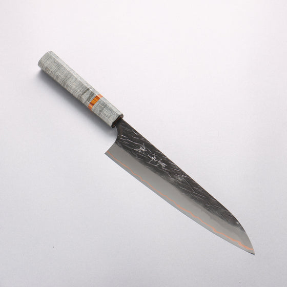 Yu Kurosaki Juhyo V-Toku2 Hammered Black Finished Gyuto 210mm Stabilized wood (With Acrylic Ring) Handle - Seisuke Knife