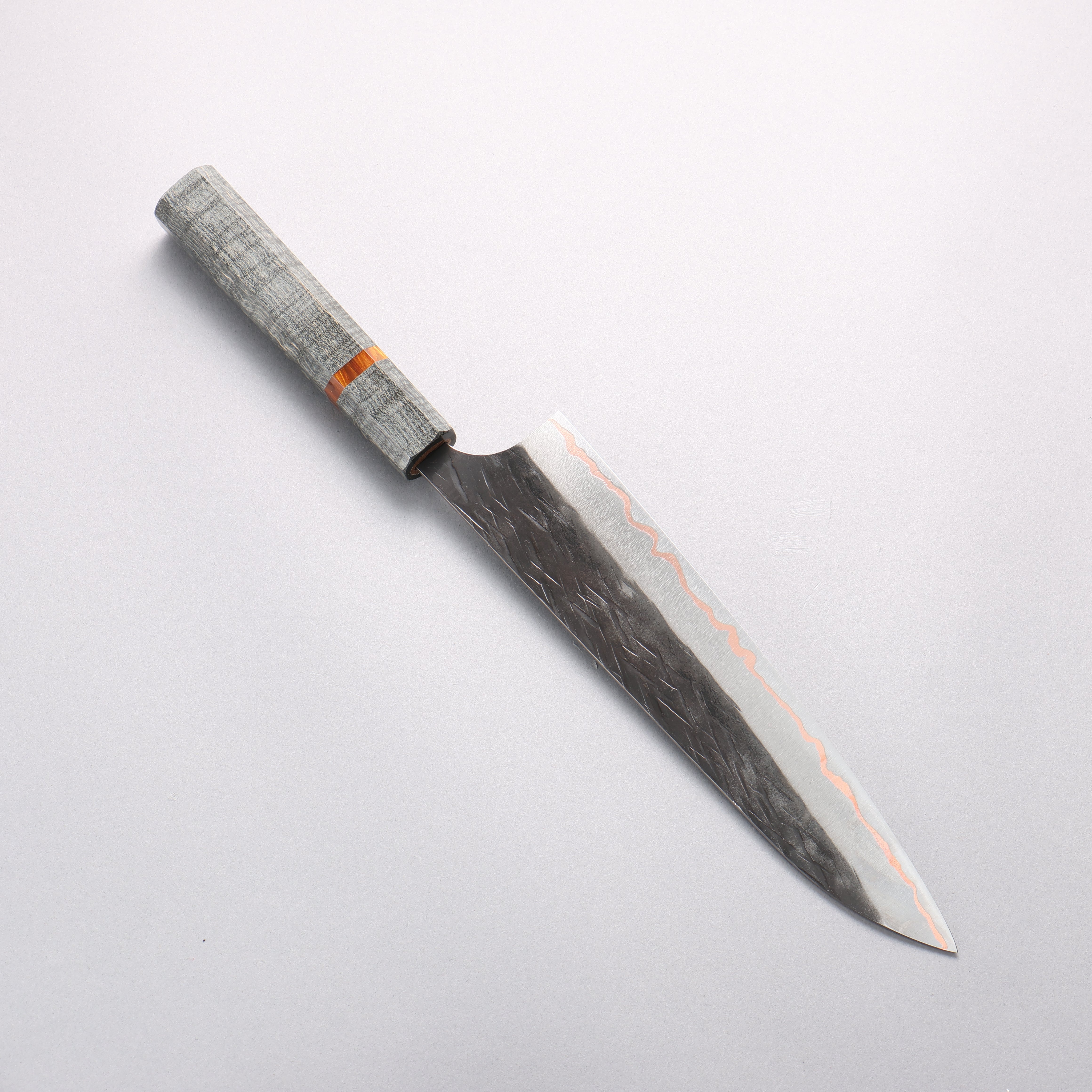 Yu Kurosaki Juhyo V-Toku2 Hammered Black Finished Gyuto 210mm Stabilized wood (With Acrylic Ring) Handle - Seisuke Knife