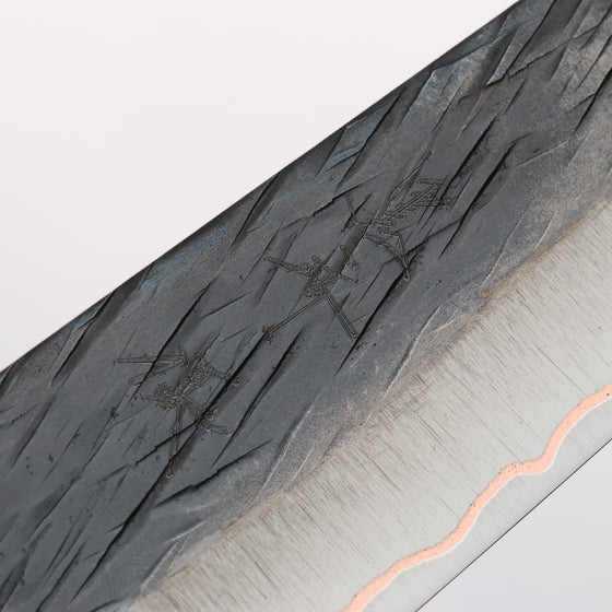 Yu Kurosaki Juhyo V-Toku2 Hammered Black Finished Gyuto 210mm Stabilized wood (With Acrylic Ring) Handle - Seisuke Knife