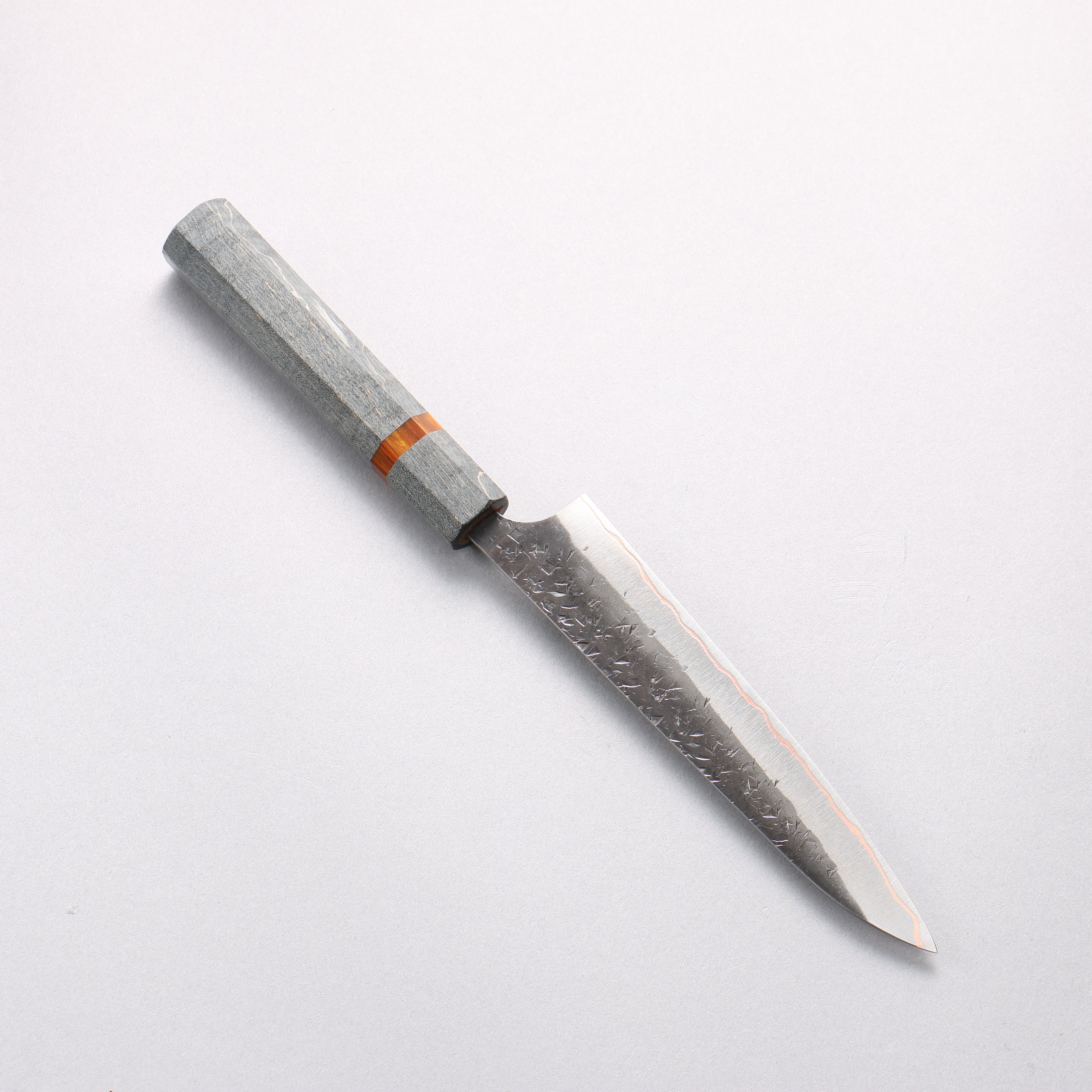 Yu Kurosaki Shizuku V-Toku2 Hammered Black Finished Petty-Utility 150mm Stabilized wood (With Acrylic Ring) Handle - Seisuke Knife