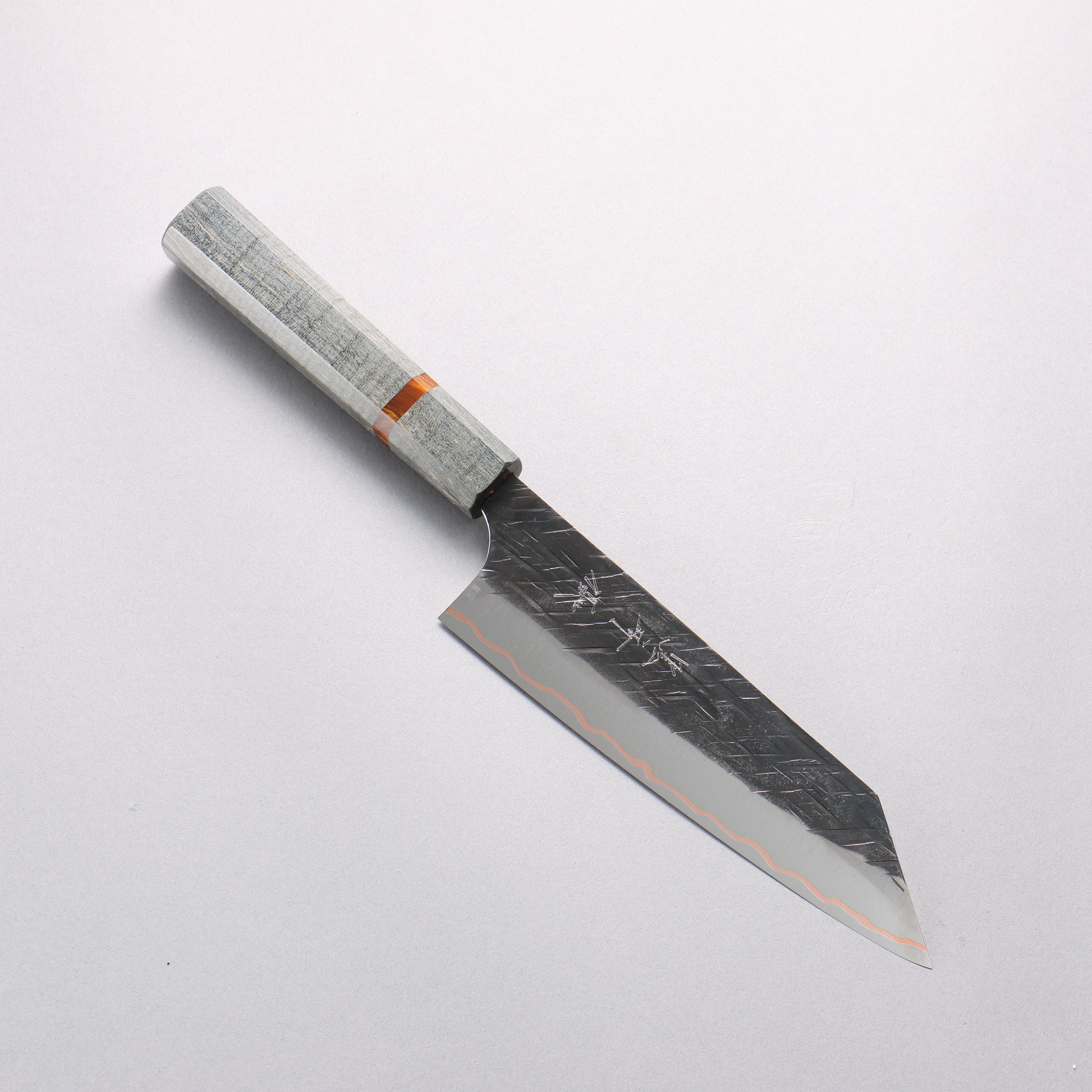 Yu Kurosaki Raijin V-Toku2 Hammered Black Finished Bunka 170mm Stabilized wood (With Acrylic Ring) Handle - Seisuke Knife