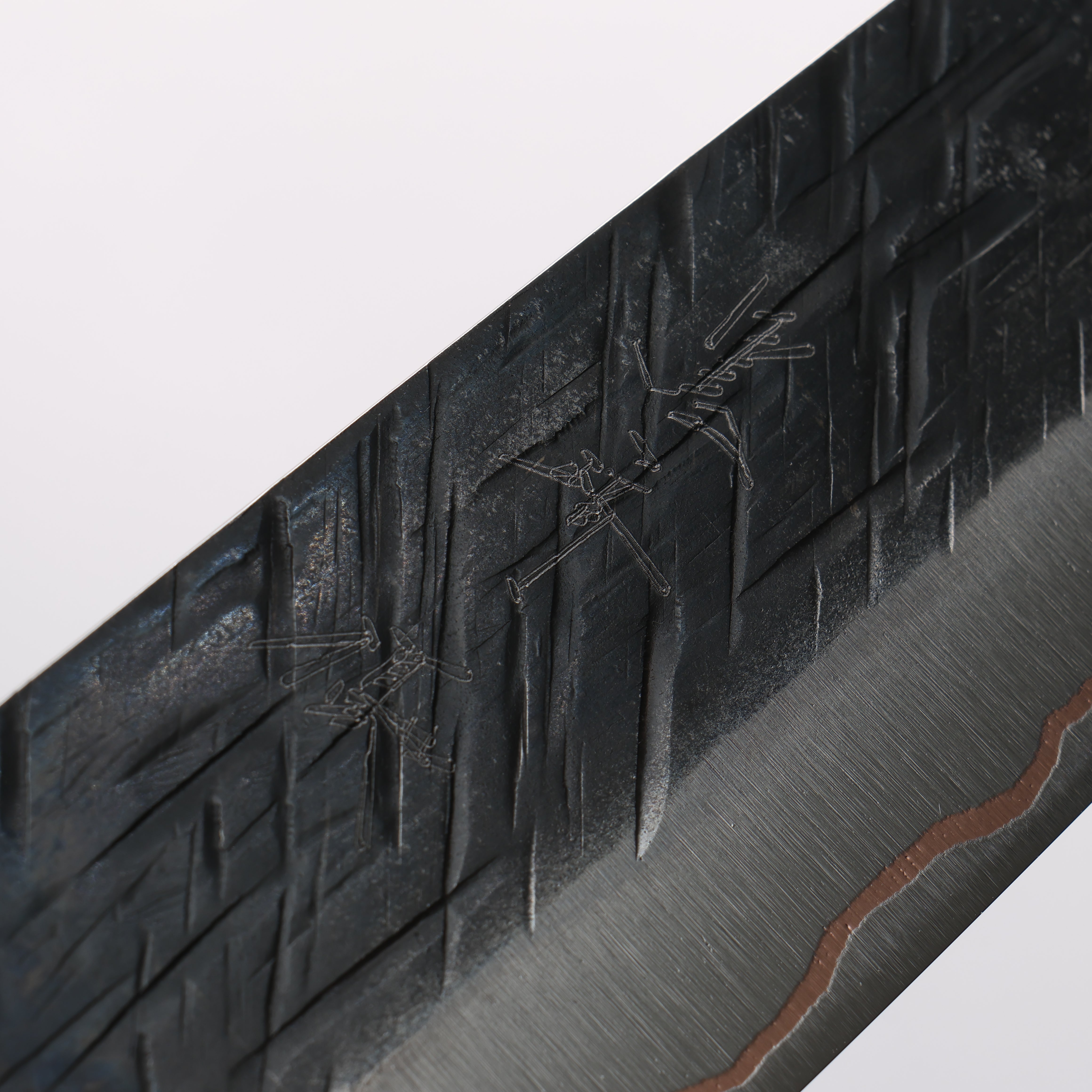 Yu Kurosaki Raijin V-Toku2 Hammered Black Finished Bunka 170mm Stabilized wood (With Acrylic Ring) Handle - Seisuke Knife