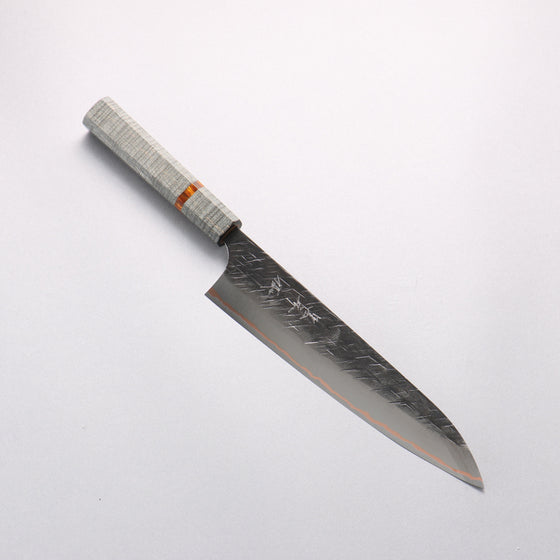 Yu Kurosaki Raijin V-Toku2 Hammered Black Finished Gyuto 210mm Stabilized wood (With Acrylic Ring) Handle - Seisuke Knife