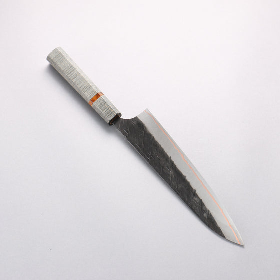Yu Kurosaki Raijin V-Toku2 Hammered Black Finished Gyuto 210mm Stabilized wood (With Acrylic Ring) Handle - Seisuke Knife