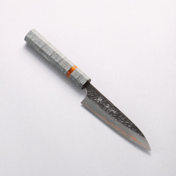 Yu Kurosaki Shizuku V-Toku2 Hammered Black Finished Petty-Utility 120mm Stabilized wood (With Acrylic Ring) Handle - Seisuke Knife