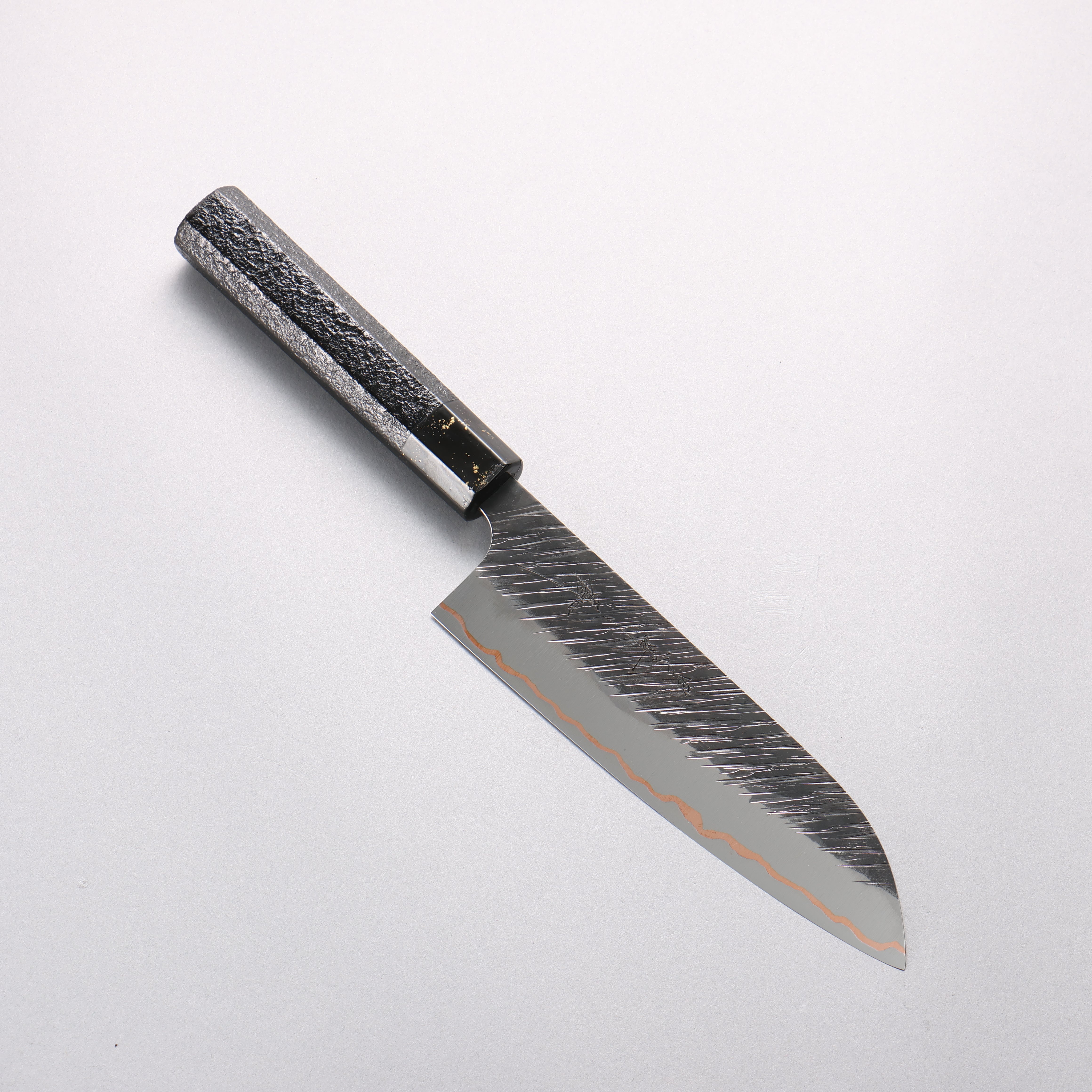 Yu Kurosaki Fujin V-Toku2 Hammered Black Finished Santoku 170mm Black Lacquered Handle - Seisuke Knife