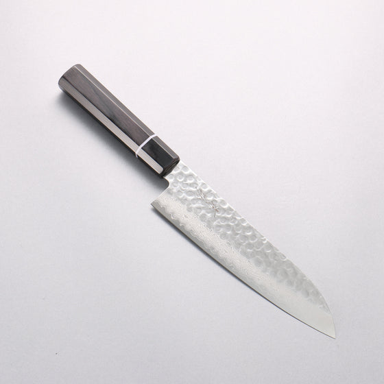 Seisuke VG10 Hammered Damascus Santoku 180mm Black Pakka wood Handle - Seisuke Knife