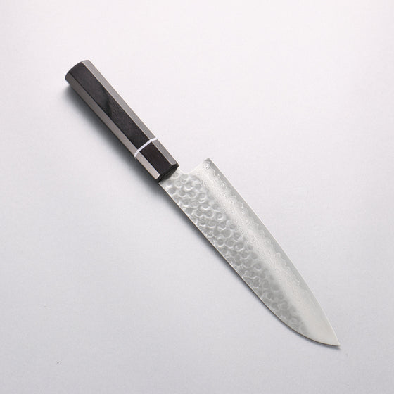 Seisuke VG10 Hammered Damascus Santoku 180mm Black Pakka wood Handle - Seisuke Knife