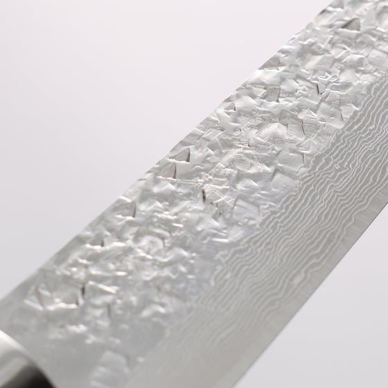 Yu Kurosaki Shizuku SG2 Hammered Damascus Kiritsuke Petty-Utility 150mm Red and Wood Pattern Acrylic Handle with Sheath - Seisuke Knife