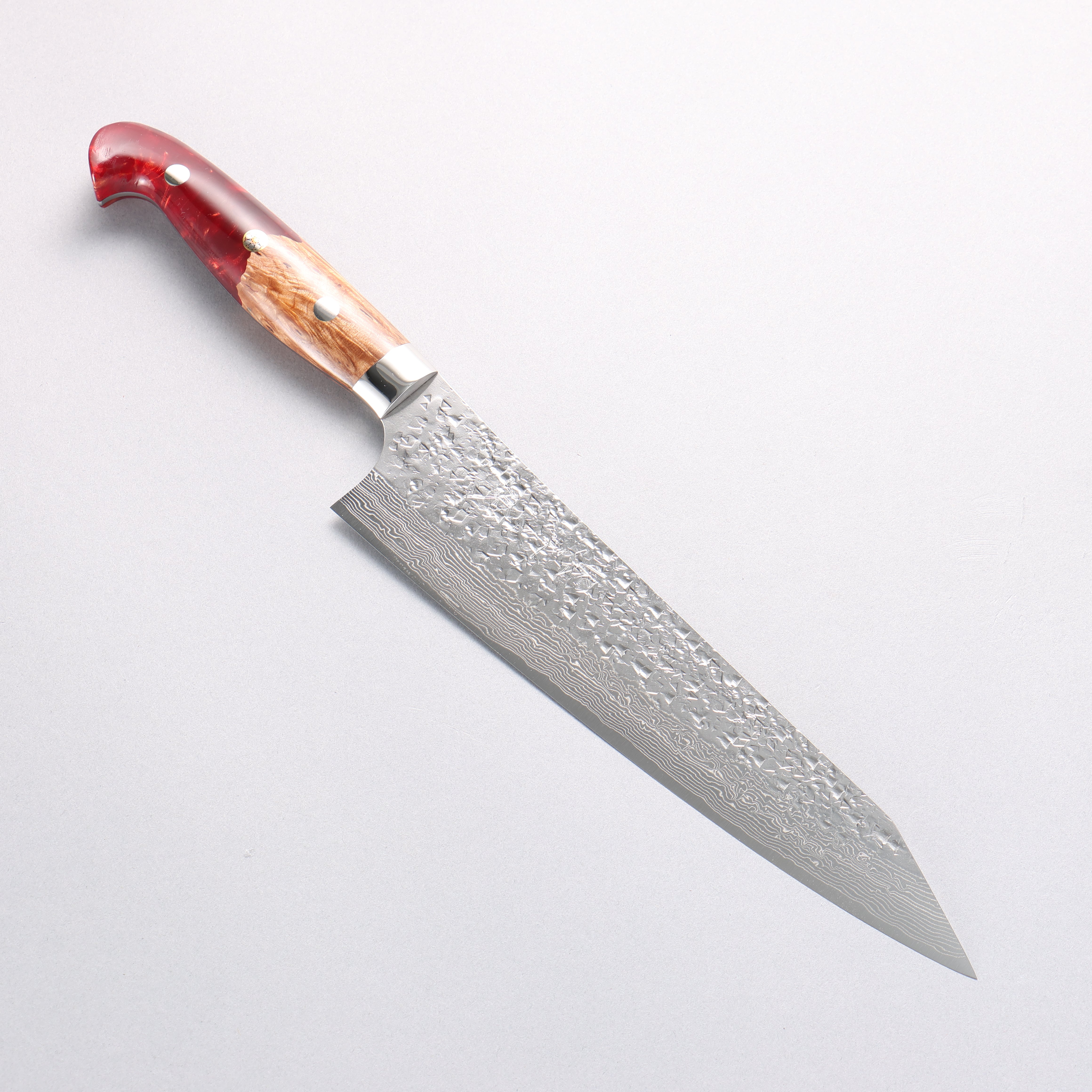 ゆ*b様 6剣ハギ　サウスキュー風 Yu Kurosaki Shizuku SG2 Hammered Damascus Kiritsuke Gyuto 210mm Red an