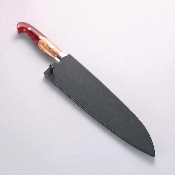 Yu Kurosaki Shizuku SG2 Hammered Damascus Kiritsuke Gyuto 210mm Red and Wood Pattern Acrylic Handle with Sheath - Seisuke Knife