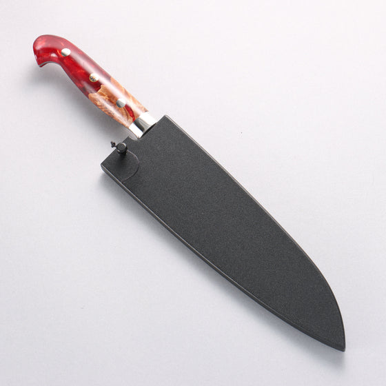 Yu Kurosaki Shizuku SG2 Hammered Damascus Kiritsuke Gyuto 180mm Red and Wood Pattern Acrylic Handle with Sheath - Seisuke Knife