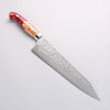 Yu Kurosaki Shizuku SG2 Hammered Damascus Kiritsuke Gyuto 240mm Red and Wood Pattern Acrylic Handle with Sheath - Seisuke Knife - Slide 1