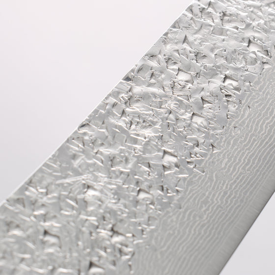 Yu Kurosaki Shizuku SG2 Hammered Damascus Kiritsuke Gyuto 240mm Red and Wood Pattern Acrylic Handle with Sheath - Seisuke Knife