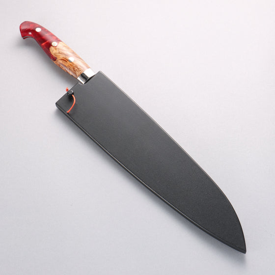 Yu Kurosaki Shizuku SG2 Hammered Damascus Kiritsuke Gyuto 240mm Red and Wood Pattern Acrylic Handle with Sheath - Seisuke Knife