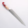 Yu Kurosaki Shizuku SG2 Hammered Damascus Kiritsuke Sujihiki 240mm Red and Wood Pattern Acrylic Handle with Sheath - Seisuke Knife - Slide 2