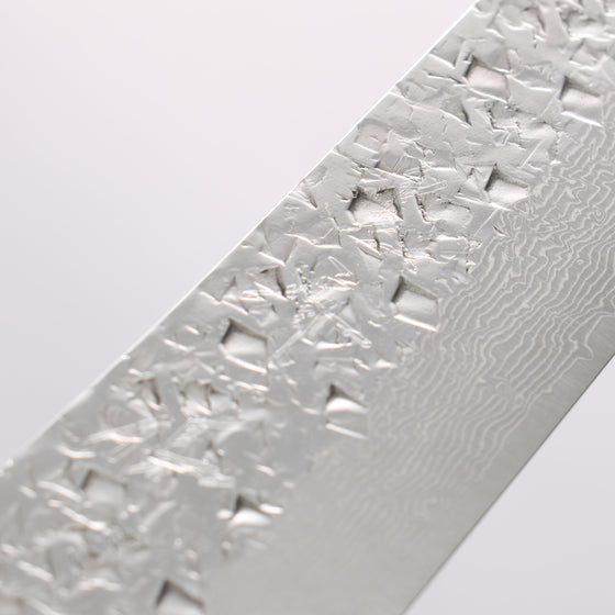 Yu Kurosaki Shizuku SG2 Hammered Damascus Kiritsuke Sujihiki 240mm Red and Wood Pattern Acrylic Handle with Sheath - Seisuke Knife