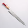 Yu Kurosaki Shizuku SG2 Hammered Damascus Kiritsuke Sujihiki 270mm Red and Wood Pattern Acrylic Handle with Sheath - Seisuke Knife - Slide 1