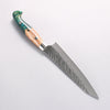 Yu Kurosaki Fujin SG2 Hammered Damascus Kiritsuke Petty-Utility 150mm Green and Wood Pattern Acrylic Handle - Seisuke Knife - Slide 2