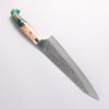 Yu Kurosaki Fujin SG2 Hammered Damascus Kiritsuke Gyuto 210mm Green and Wood Pattern Acrylic Handle - Seisuke Knife - Slide 2