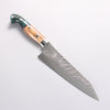 Yu Kurosaki Fujin SG2 Hammered Damascus Kiritsuke Gyuto 180mm Green and Wood Pattern Acrylic Handle with Sheath - Seisuke Knife - Slide 1