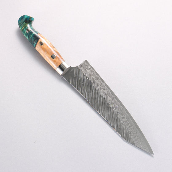Yu Kurosaki Fujin SG2 Hammered Damascus Kiritsuke Gyuto 180mm Green and Wood Pattern Acrylic Handle with Sheath - Seisuke Knife