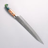 Yu Kurosaki Fujin SG2 Hammered Damascus Kiritsuke Sujihiki 240mm Green and Wood Pattern Acrylic Handle with Sheath - Seisuke Knife - Slide 2