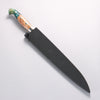 Yu Kurosaki Fujin SG2 Hammered Damascus Kiritsuke Sujihiki 240mm Green and Wood Pattern Acrylic Handle with Sheath - Seisuke Knife - Slide 7