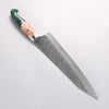 Yu Kurosaki Fujin SG2 Hammered Damascus Kiritsuke Gyuto 240mm Green and Wood Pattern Acrylic Handle with Sheath - Seisuke Knife - Slide 2