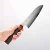 Shigeki Tanaka VG10 17 Layer Damascus Santoku 165mm Walnut Handle - Seisuke Knife - Slide 4