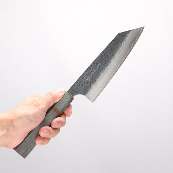 Yu Kurosaki Shizuku V-Toku2 Hammered Black Finished Bunka 170mm Stabilized wood (With Acrylic Ring) Handle - Seisuke Knife