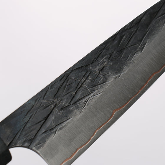 Yu Kurosaki Juhyo V-Toku2 Hammered Black Finished Petty-Utility 120mm Stabilized wood (With Acrylic Ring) Handle - Seisuke Knife